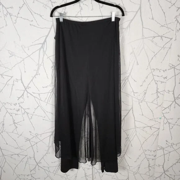 Jessica Vintage Black Chiffon Overlay Criss Cross Wide Leg Pants - Picture 4 of 6